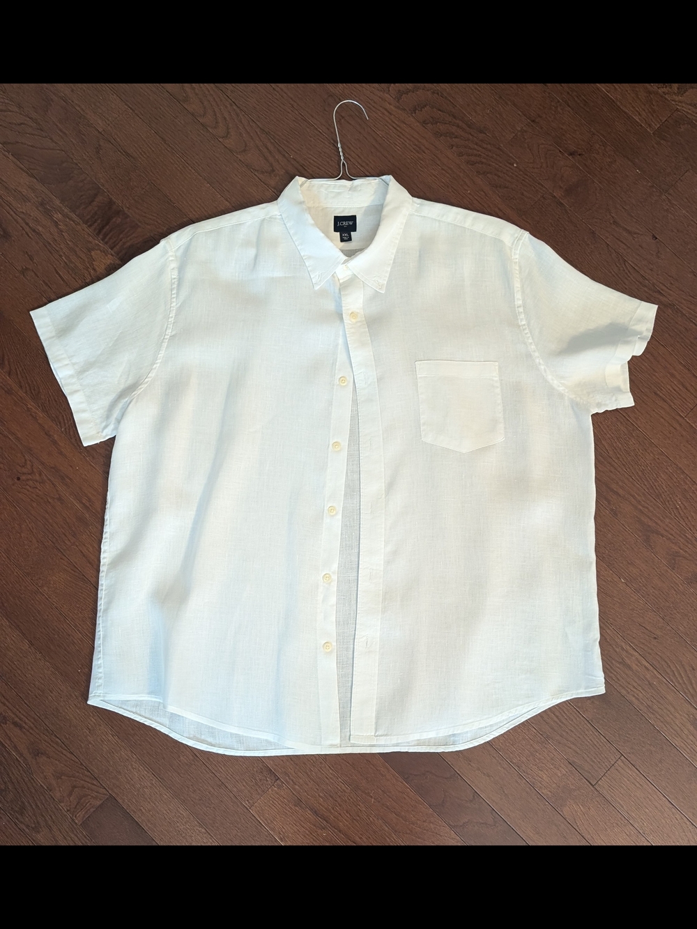 J. Crew: Men's White Short Sleeve Linen Button-Down Shirt